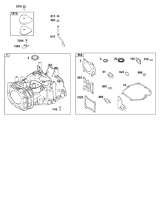 Cylinder Group Diagram and Parts List for 121S0B-0071-F1  Briggs and Stratton Engine